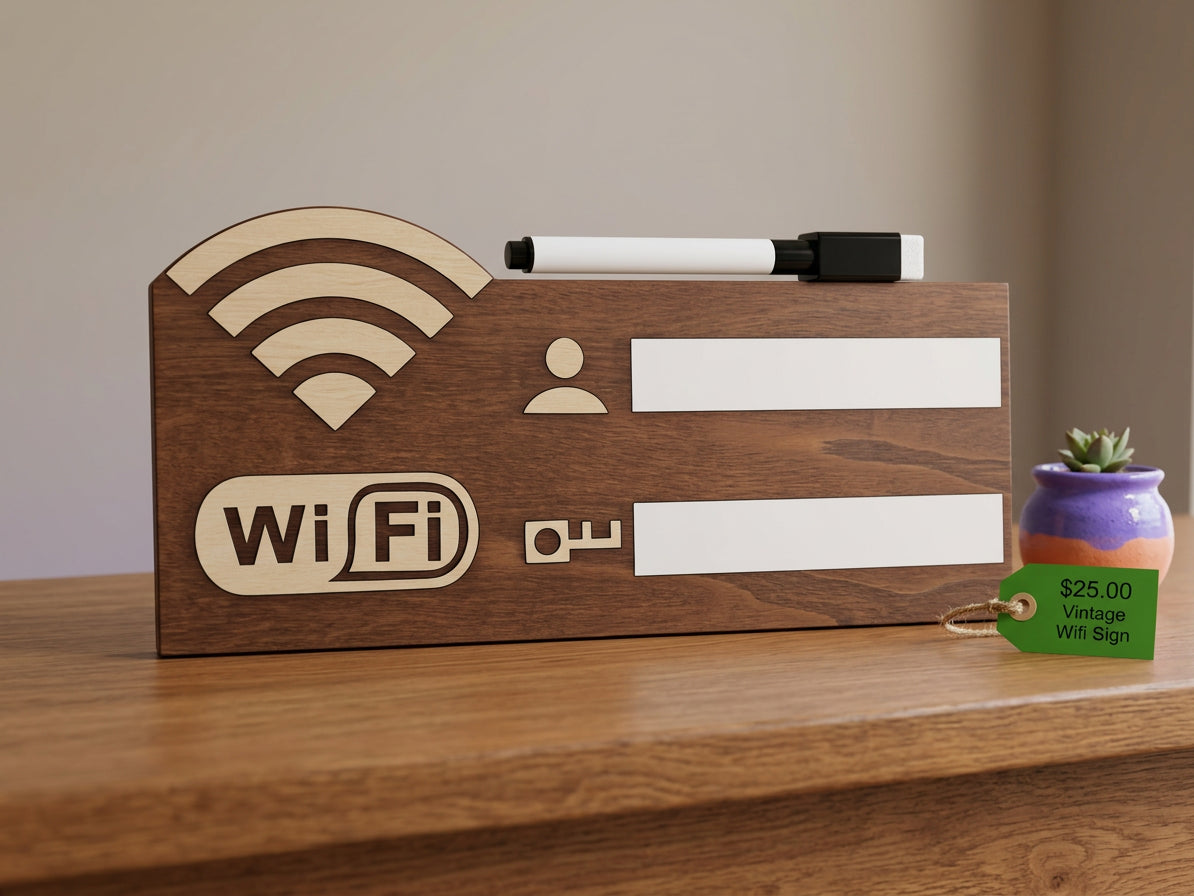 Letrero de Madera Wifi Vintage | Decoración de Pared Casa
